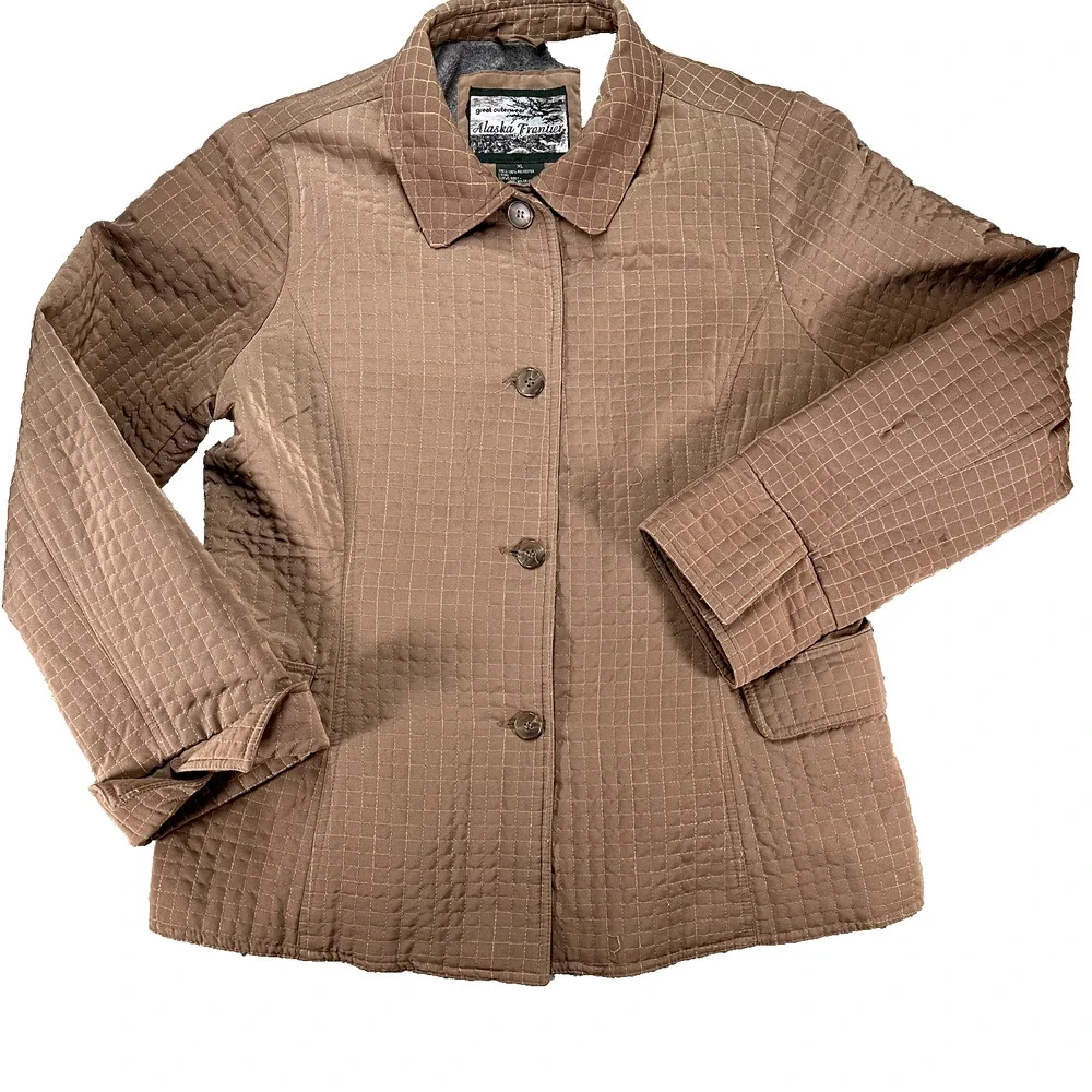 Alaska Frontier Quilted Jacket Womens XL Brown Chore Coat Outdoor Classy